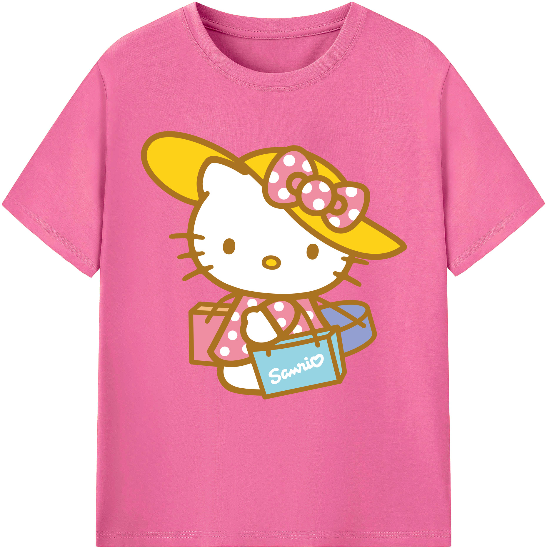 （画像用） Hello Kitty ハローキティ レディースカジュアルプリントTシャツ（綿100％）